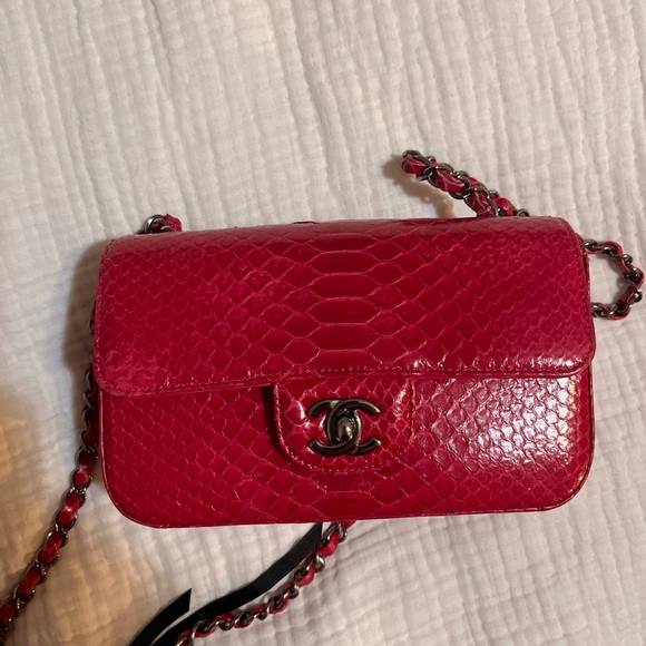 CHANEL Fuchsia Pink Python Mini Bag - Picture 13 of 13
